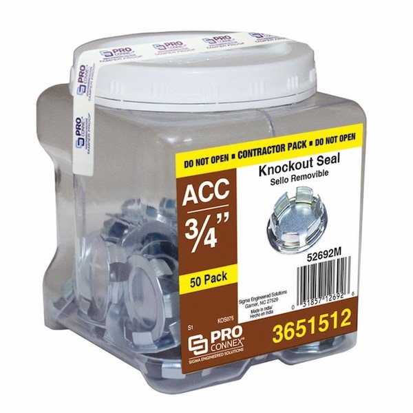 Sigma Engineered Solutions Knockout Seal, 0.31 in. H x 1.15 in. W, Steel 52692 - main